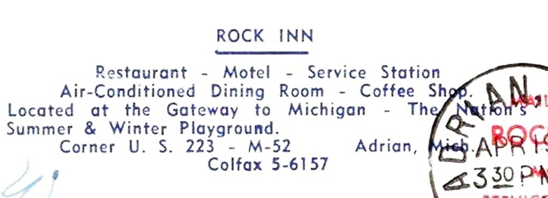 Rock Inn Motel & Restaurant - Vintage Postcard